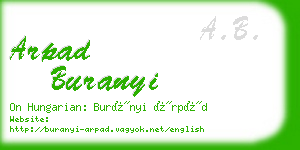 arpad buranyi business card